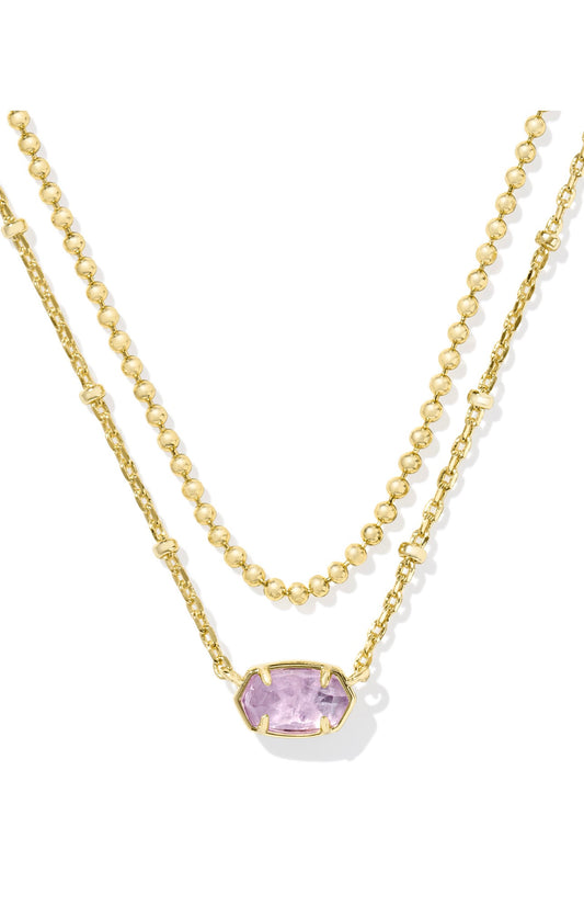 Emilie Gold Multi Strand Necklace in Purple Amethyst