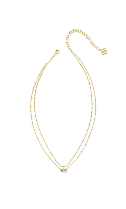 Emilie Gold Multi Strand Necklace in Purple Amethyst