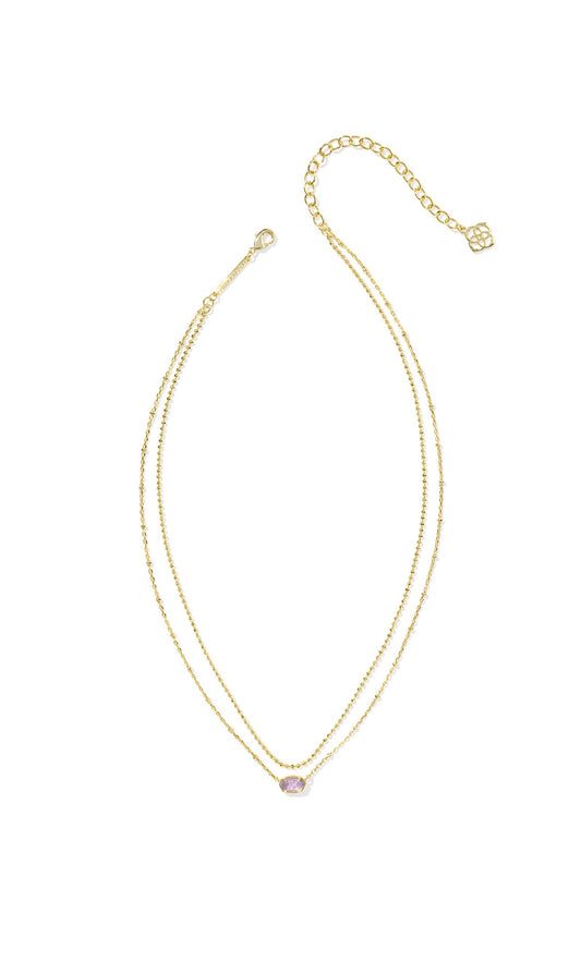 Emilie Gold Multi Strand Necklace in Purple Amethyst