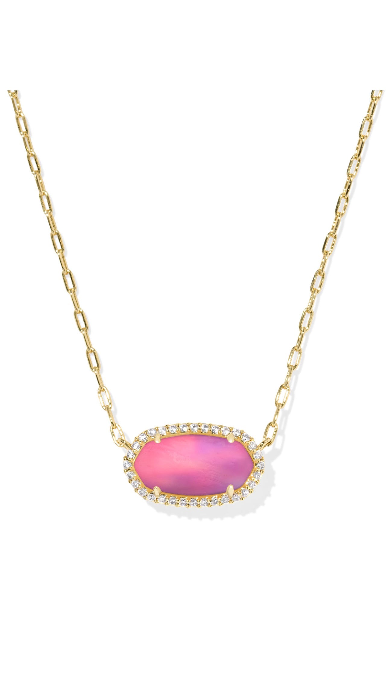 ELISA PAVE PENDANT NECKLACE GOLD “PINK OPALESCENT”