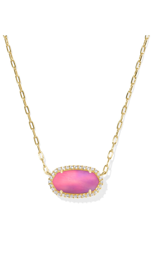ELISA PAVE PENDANT NECKLACE GOLD “PINK OPALESCENT”