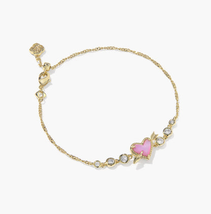 ARI HEART ARROW TENNIS BRACELET GOLD “PINK OPALESCENT”