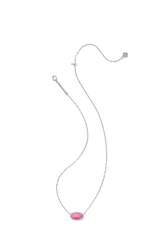 ELISA PAVE PENDANT NECKLACE SILVER “PINK OPALESCENT”