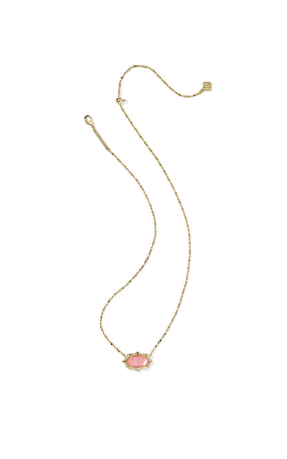 Elisa Scallop Frame Short Pendant Necklace Pink