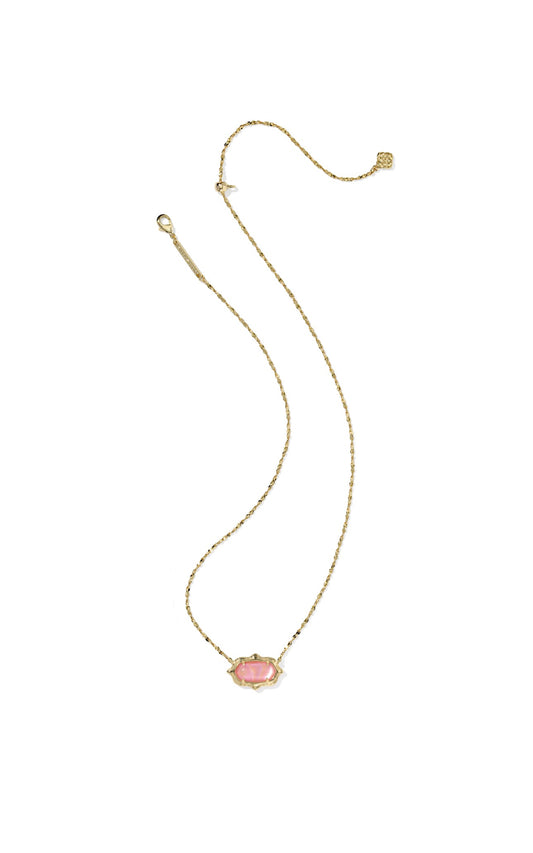 Elisa Scallop Frame Short Pendant Necklace Pink