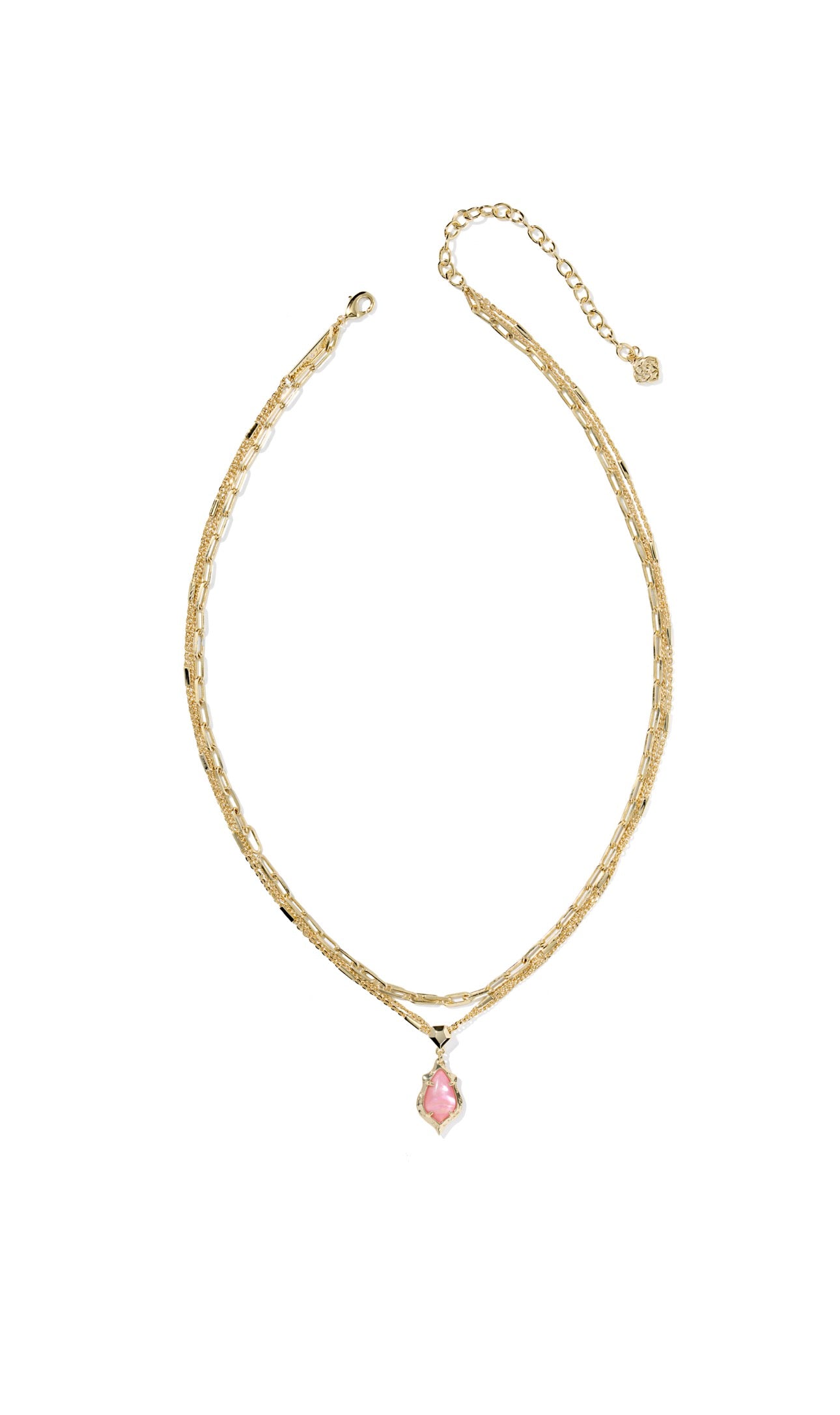 Adrianna Scallop Multi Chain Necklace Pink