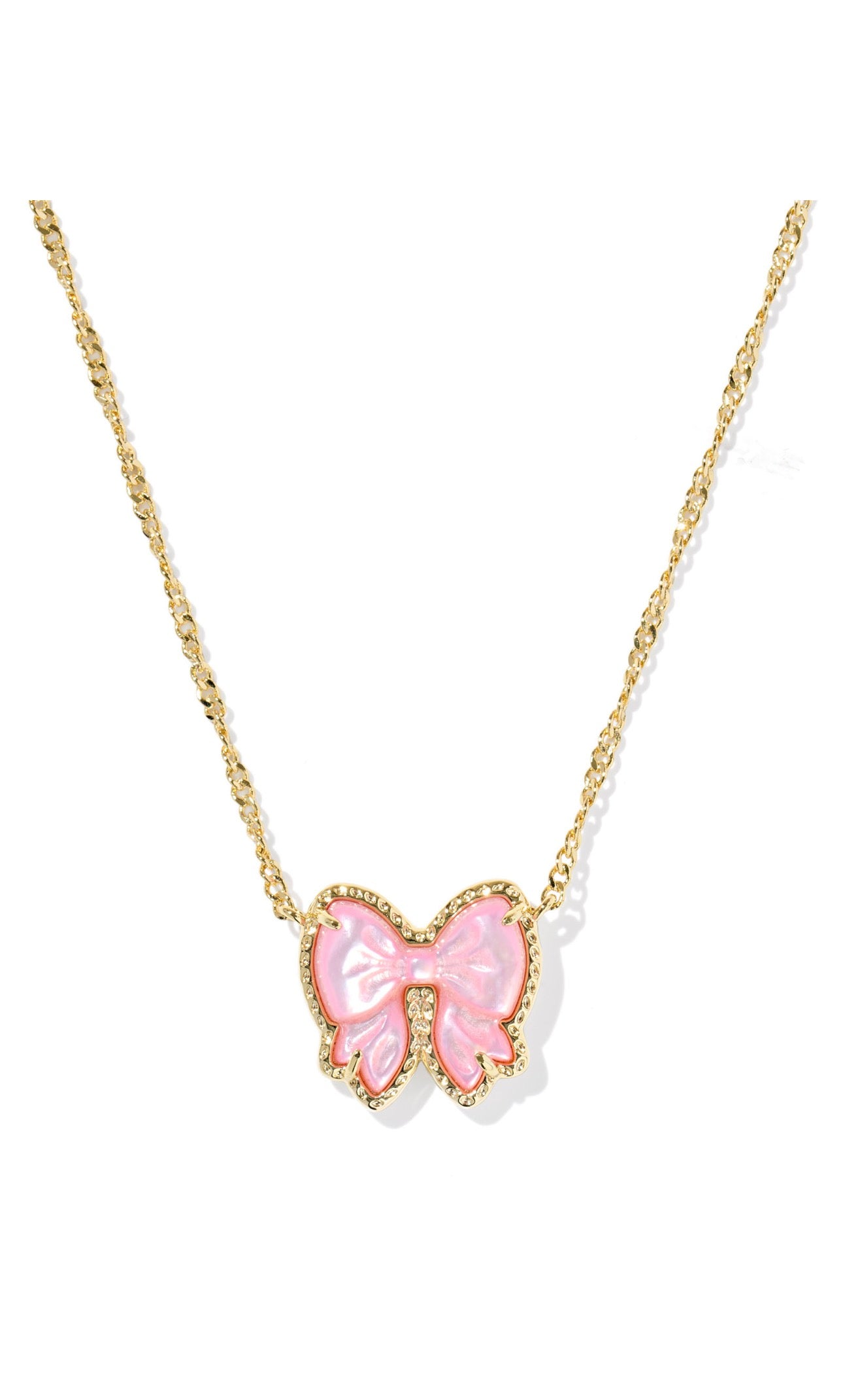 Haley Bow SHORT PENDANT NECKLACE GOLD BLUSH IVORY