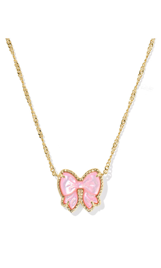Haley Bow SHORT PENDANT NECKLACE GOLD BLUSH IVORY
