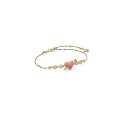ARI HEART ARROW TENNIS BRACELET GOLD “PINK OPALESCENT”