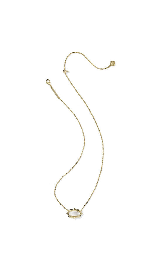 Elisa Scallop Frame Short Pendant Necklace Mother of Pearl