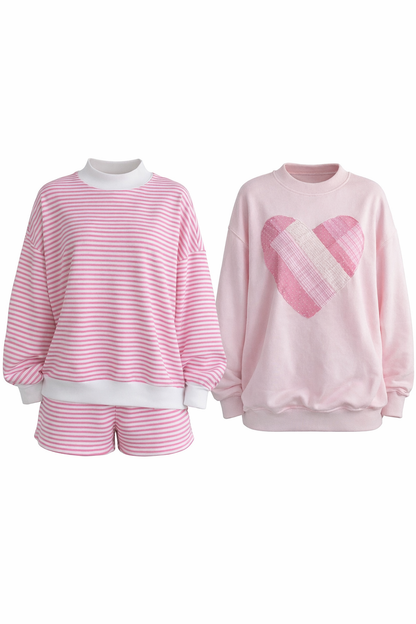 Pink Stripe Mockneck Set