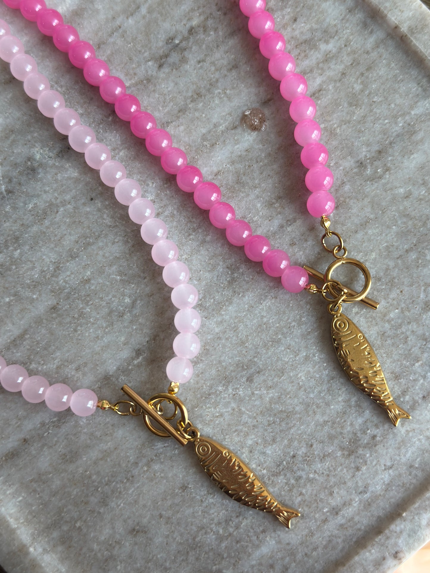 Kacey Beaded Necklace: Hot Pink