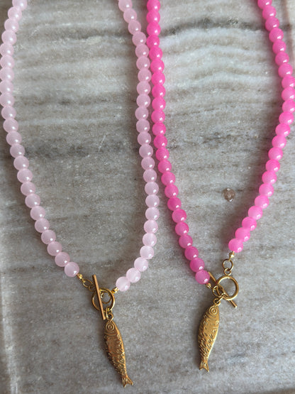 Kacey Beaded Necklace: Hot Pink
