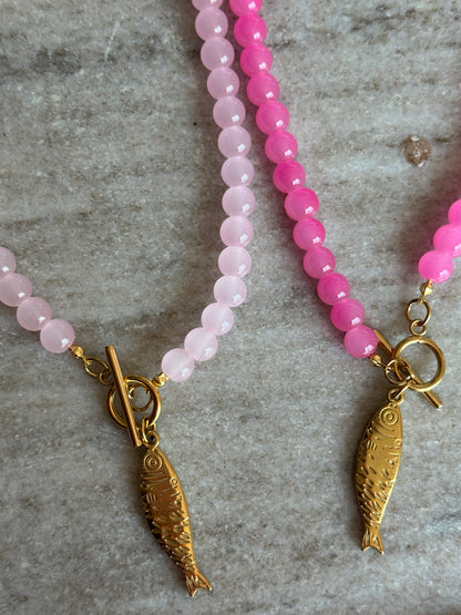 Kacey Beaded Necklace: Hot Pink