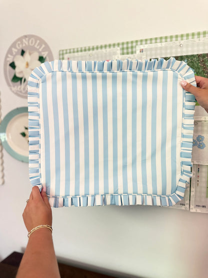 Ruffle Project Bag: Blue Stripe