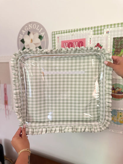 Ruffle Project Bag: Green Gingham