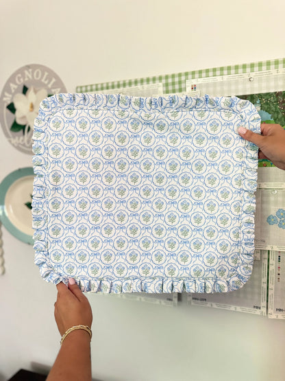 Ruffle Project Bag: Blue Hydrangea Bow