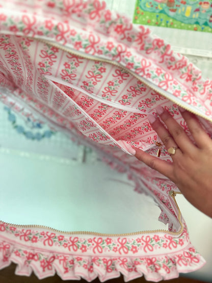 Ruffle Project Bag: Pink Bow Floral