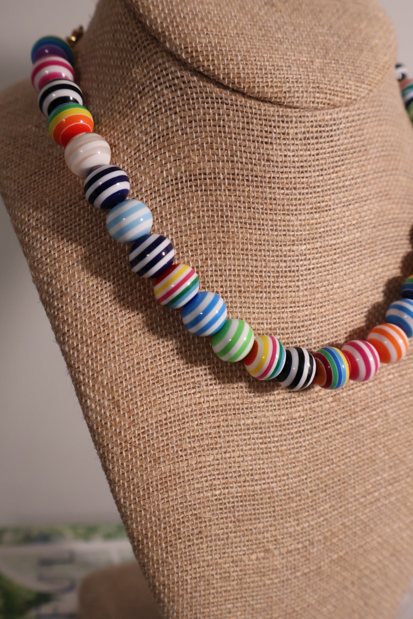 Stripe Beaded Necklace: Multi