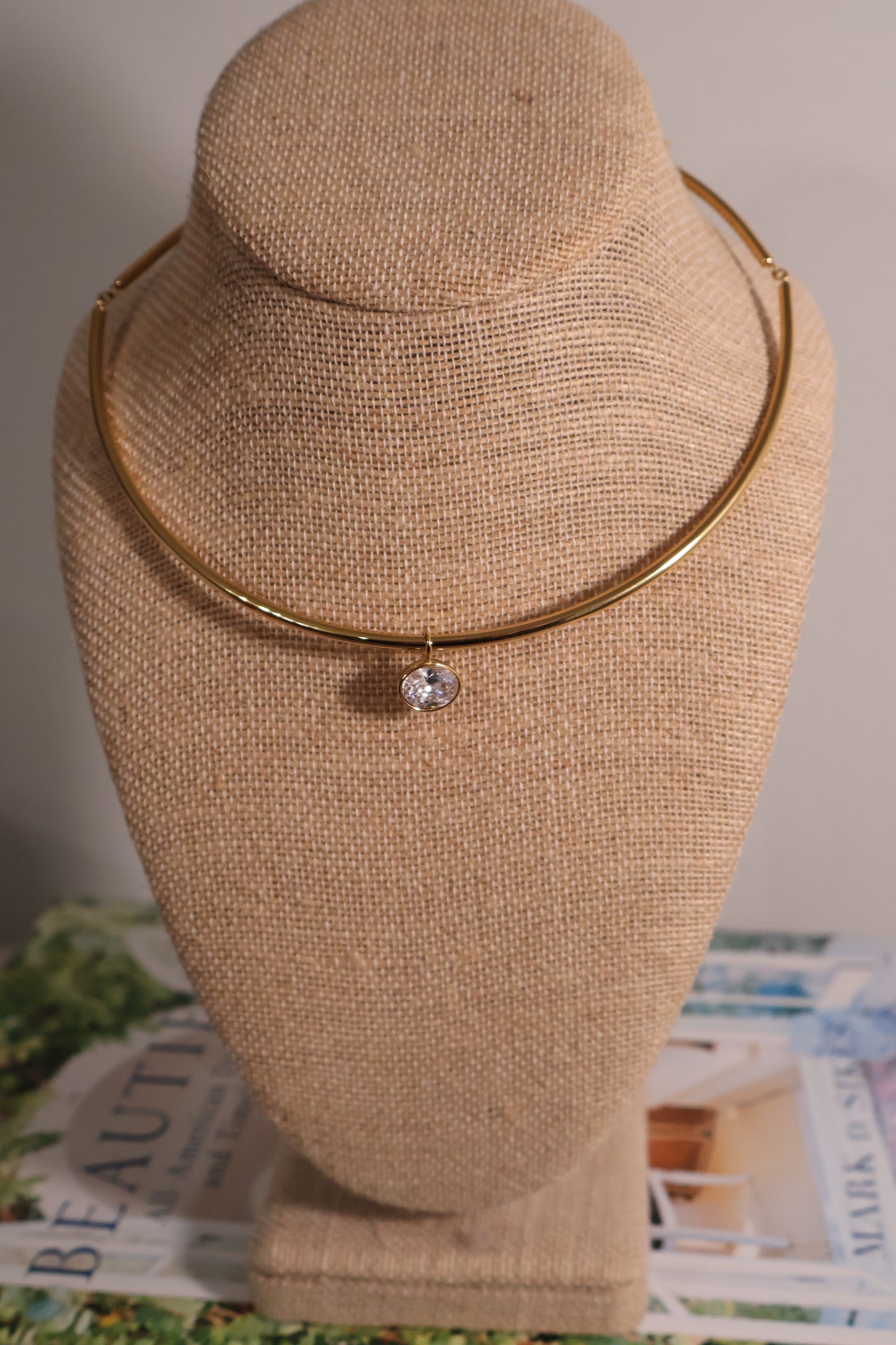 Bezel Set Oval Stone Necklace