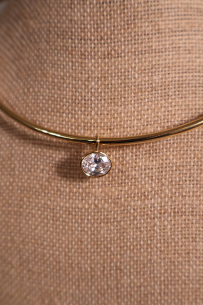 Bezel Set Oval Stone Necklace