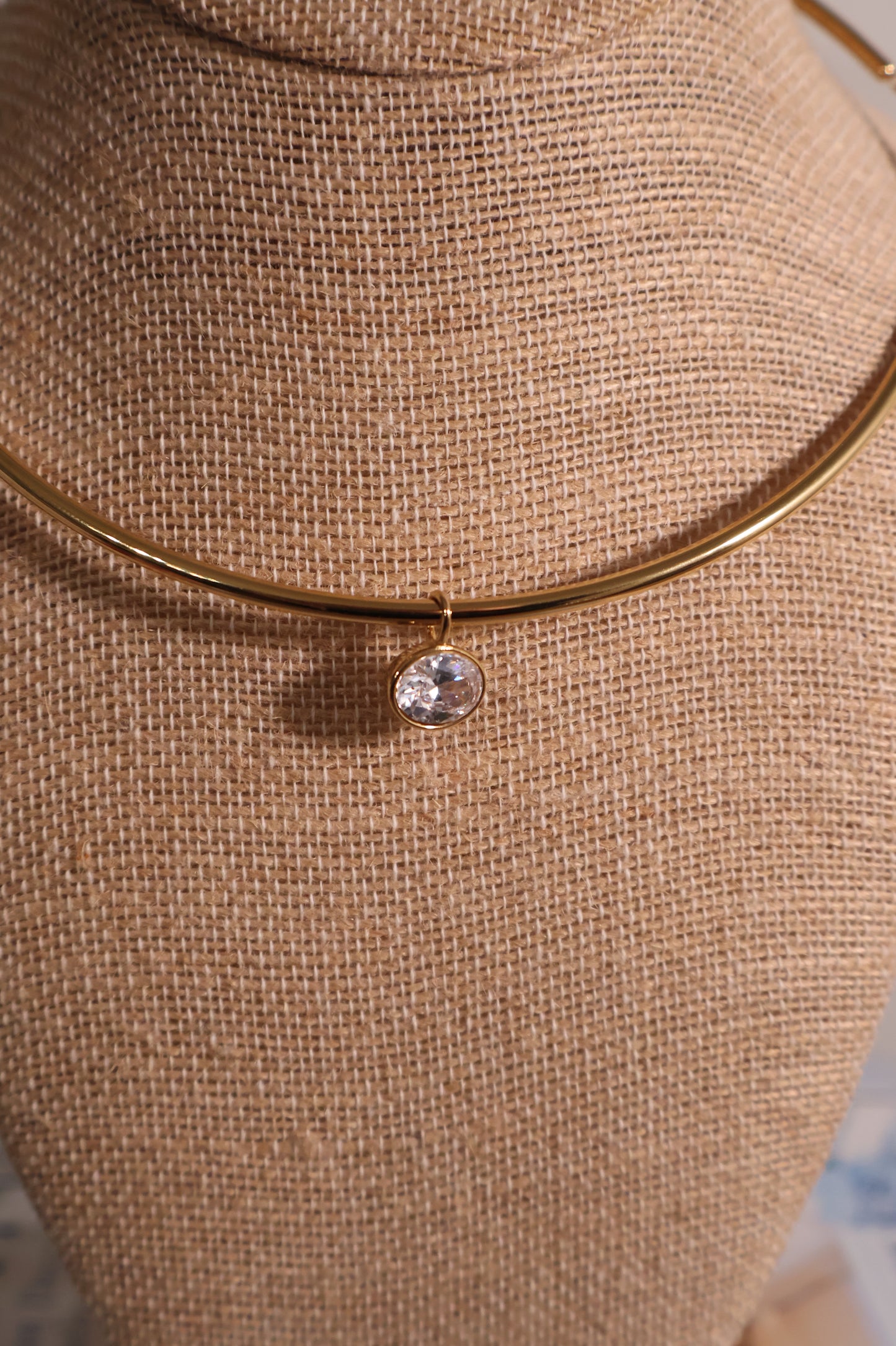 Bezel Set Oval Stone Necklace