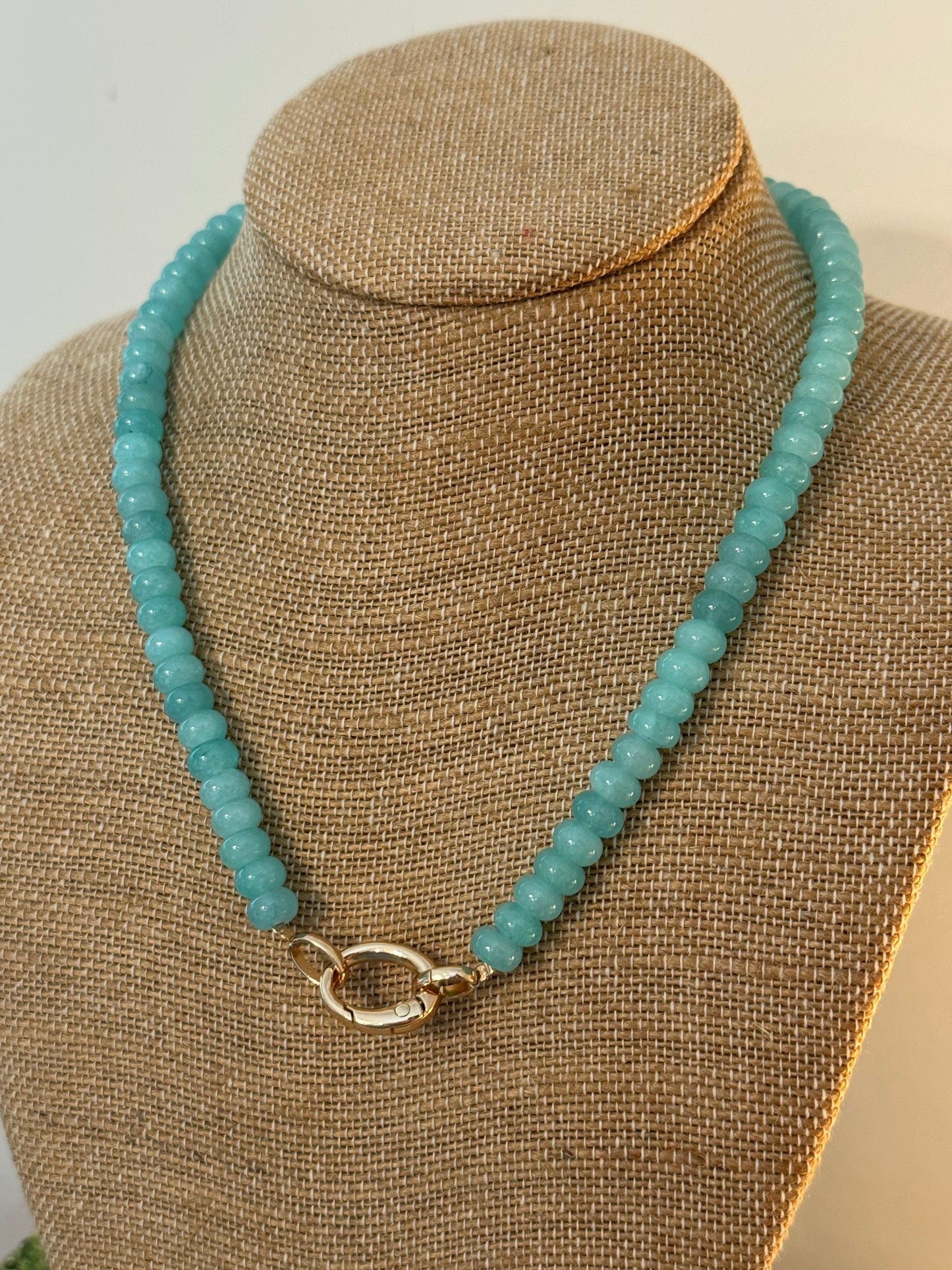 Beaded Clasp Necklace: Teal