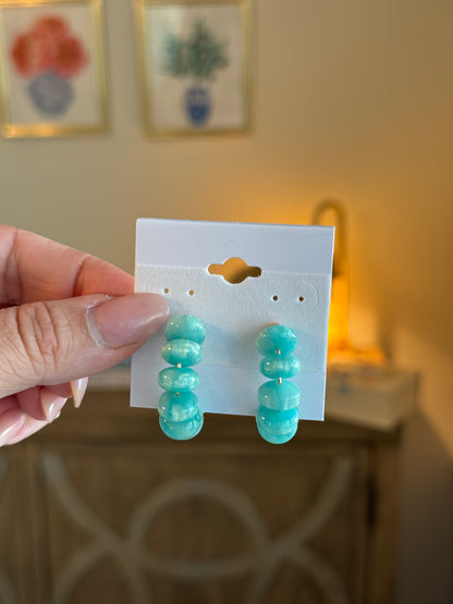 Beaded Hoops: Teal
