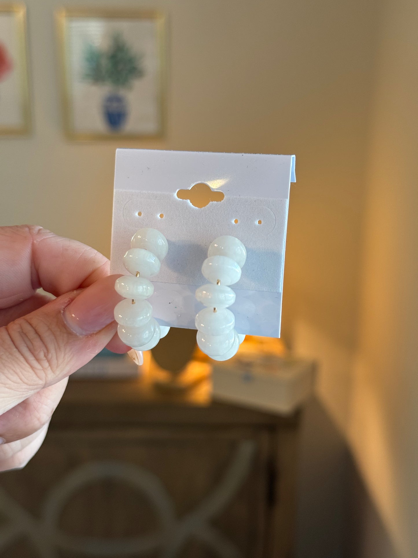 Beaded Hoops: White