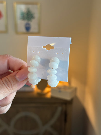 Beaded Hoops: White
