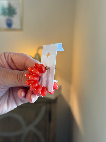 Beaded Hoops: Red