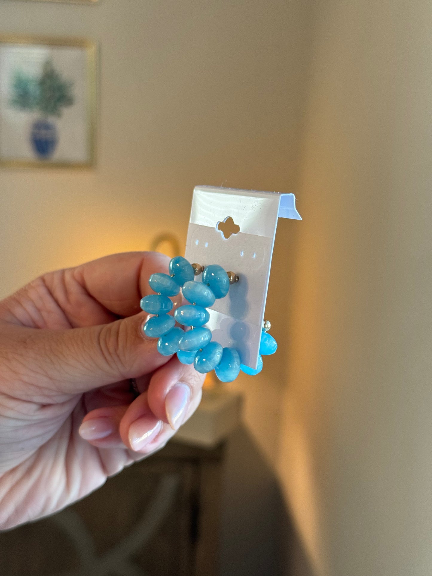Beaded Hoops: Blue