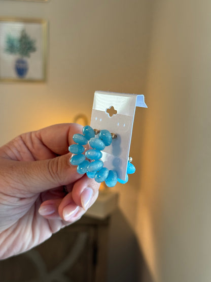 Beaded Hoops: Blue