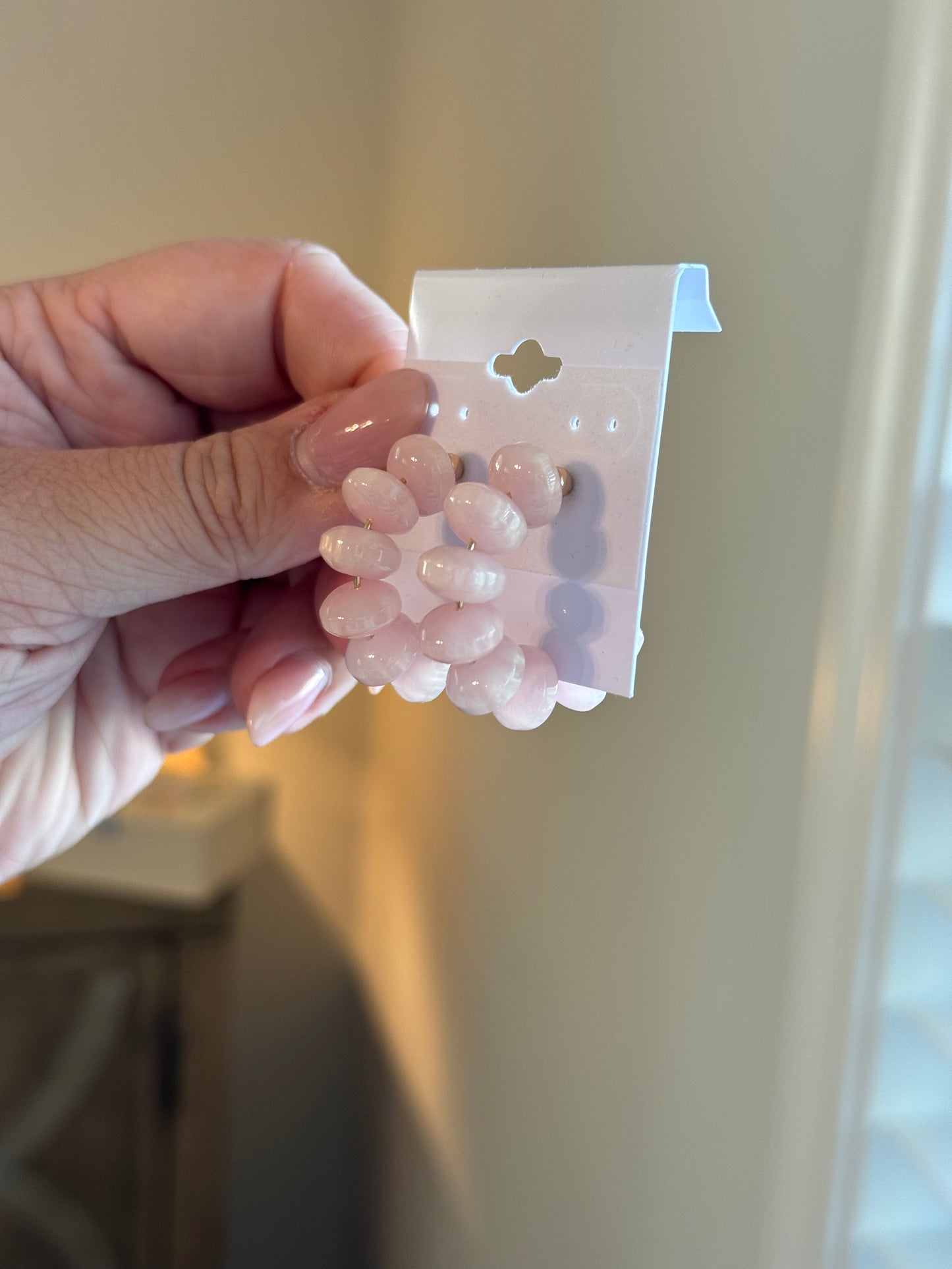 Beaded Hoops: Light Pink