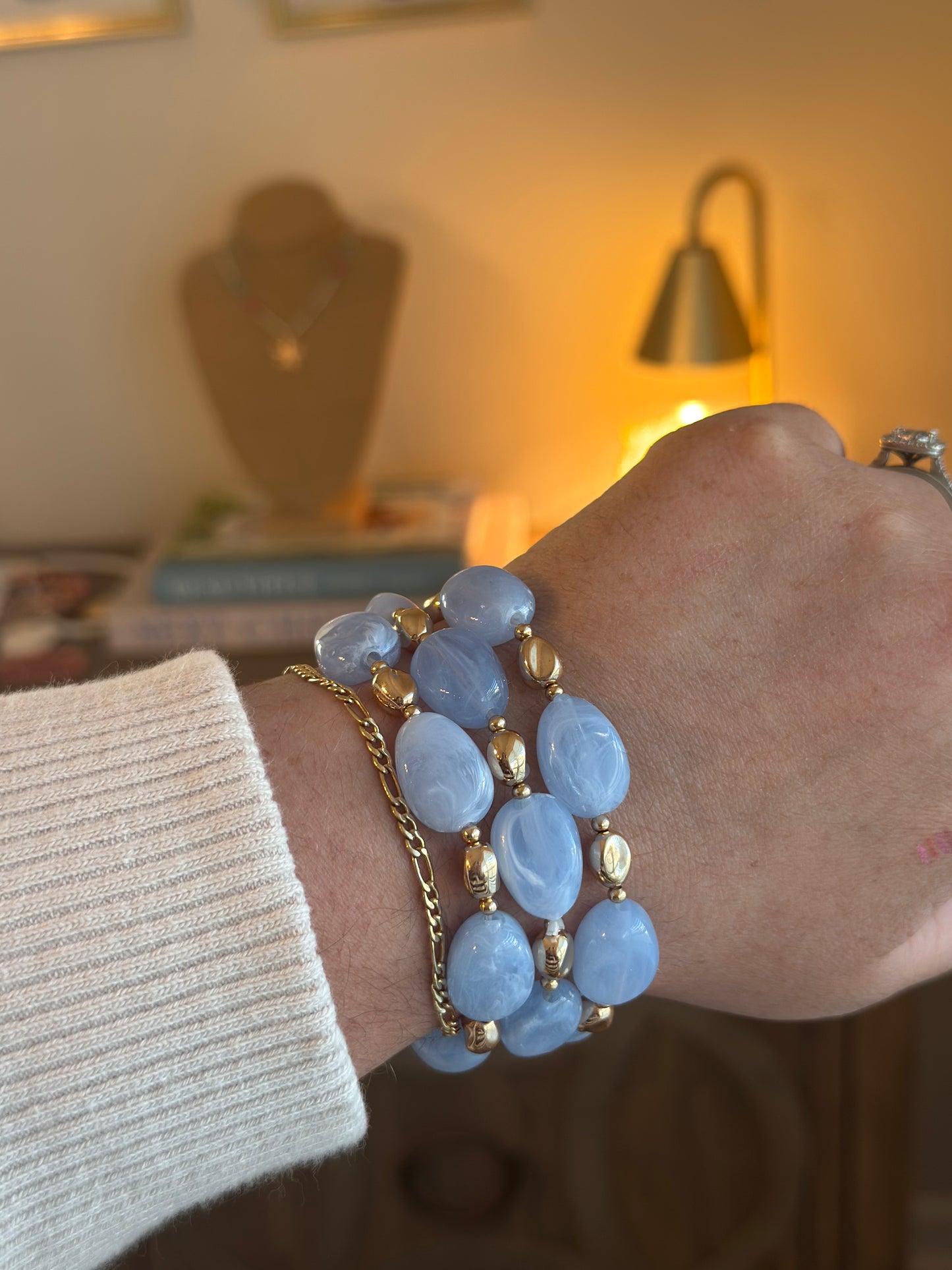 Beaded 3 Pack Bracelets: Blue