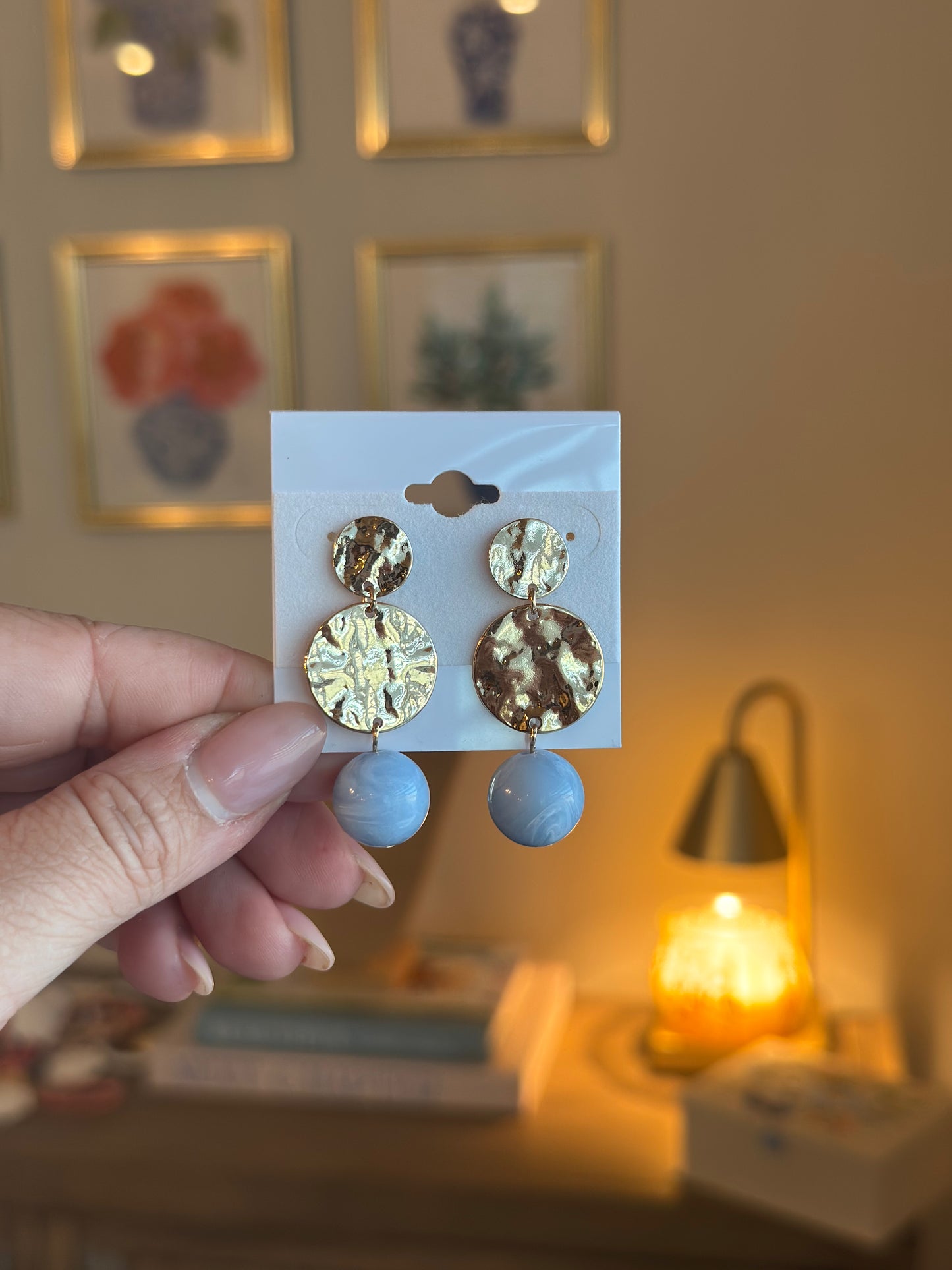 Gold & Beaded Earring: Blue