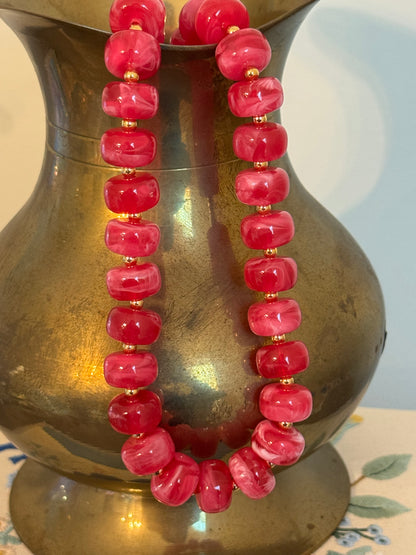 Bliss Beaded Necklace - Poppy Pink