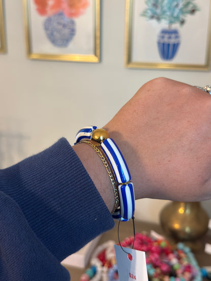 Lila Stripe Bracelet: Navy