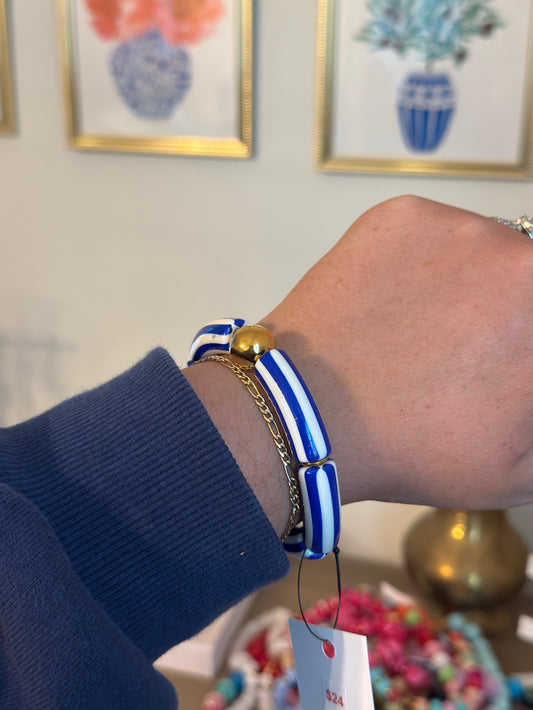Lila Stripe Bracelet: Navy