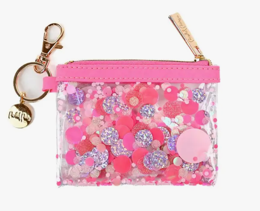 Pink Party Confetti Wallet Keychain