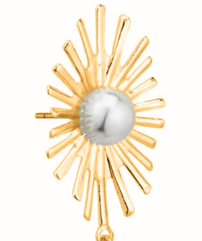 Pearl and Gold Starburst Post Earring