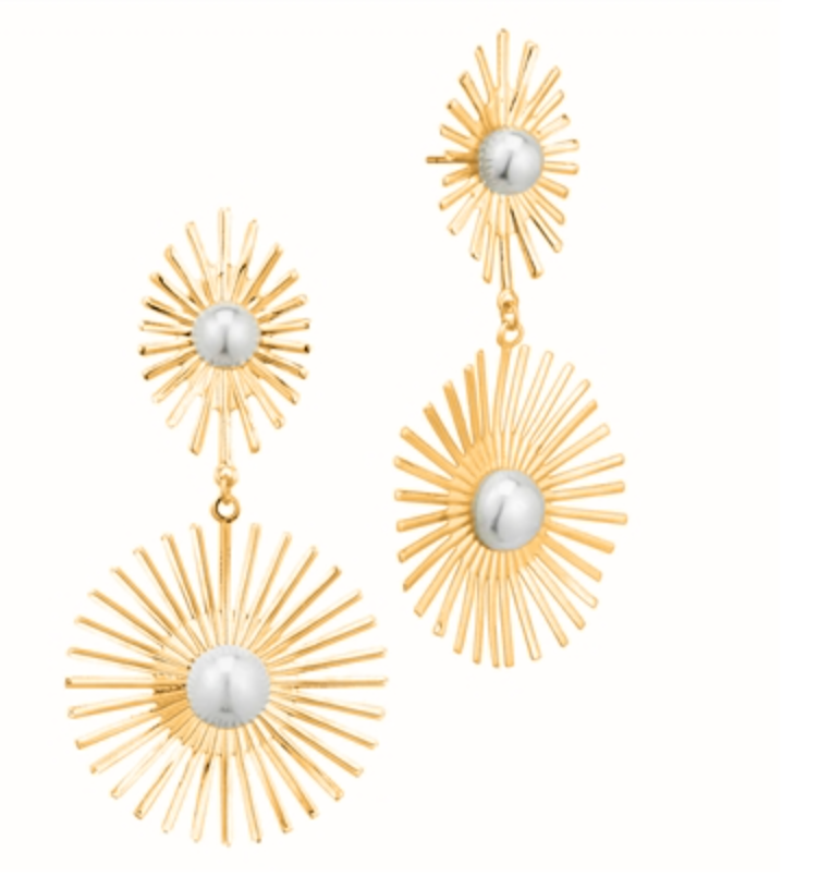Pearl and Gold Starburst Post Earring