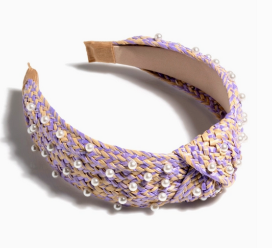 Knotted Headband with Pearls - LILAC