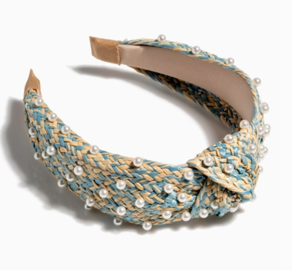 Knotted Headband with Pearls - TEAL