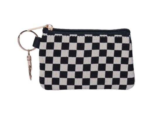 Checkered Zip Wallet