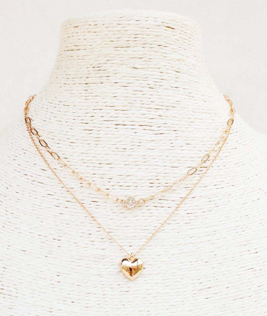 Dainty Layered Heart Necklace Set