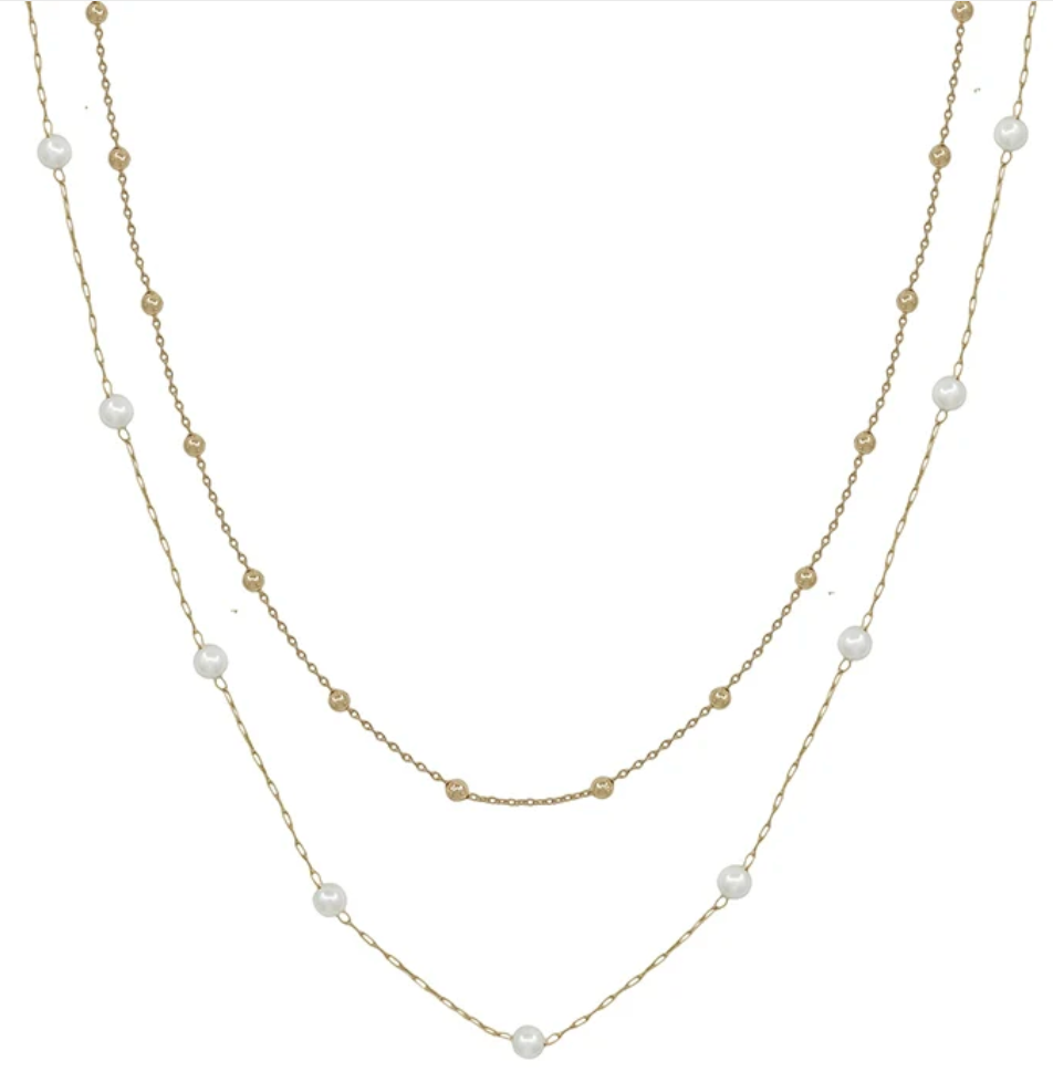 Layered Pearl Necklace Pair