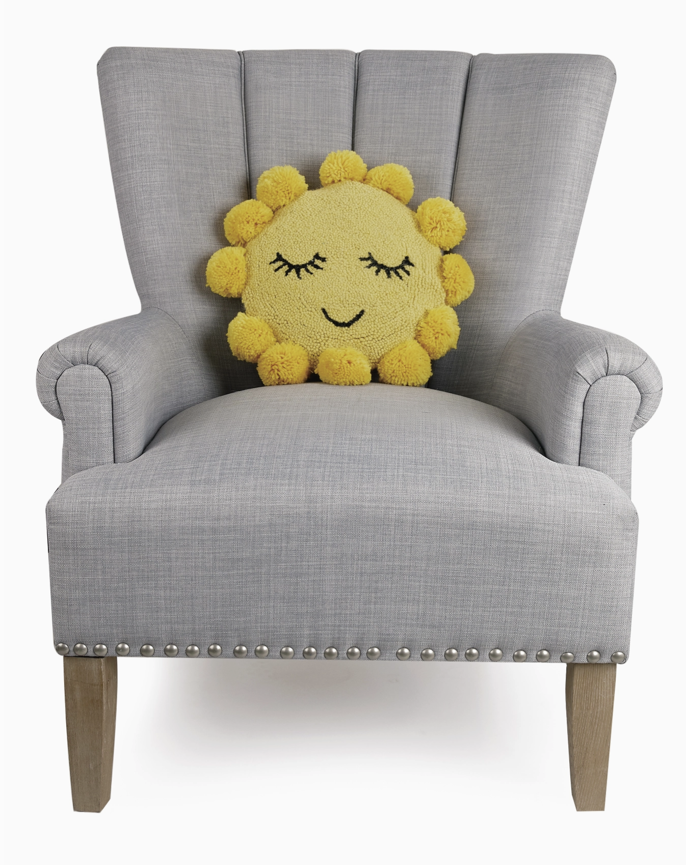 Sunshine Hook Pillow with Pom Poms