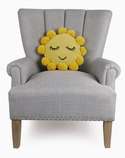 Sunshine Hook Pillow with Pom Poms