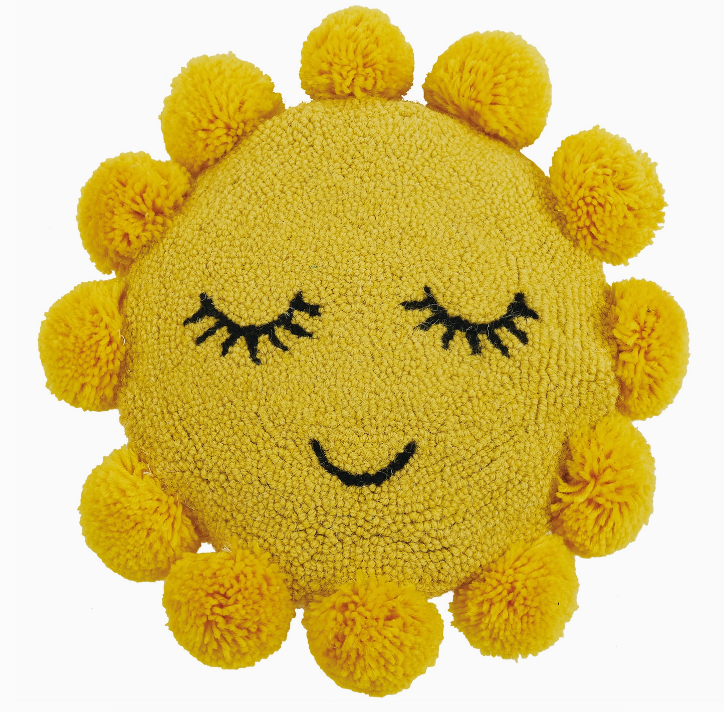 Sunshine Hook Pillow with Pom Poms